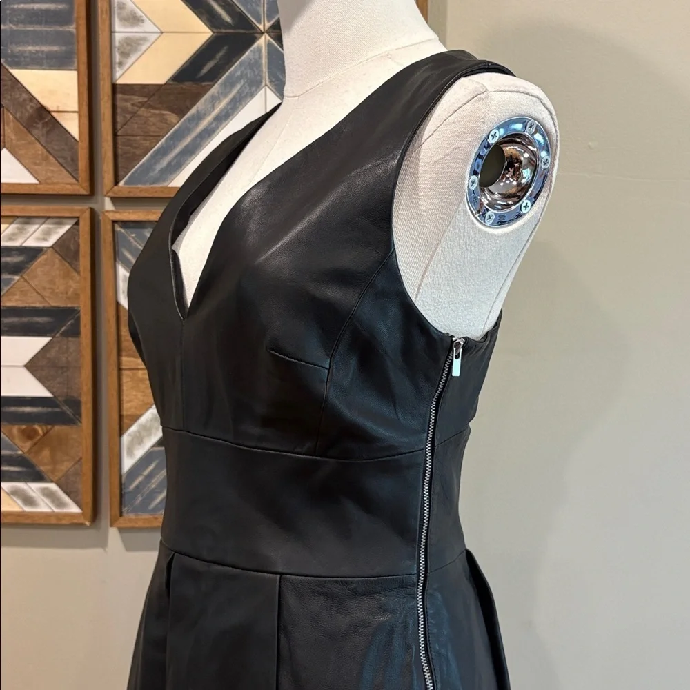 Banana Republic BR Monogram Black Lamb Leather Mini Dress size 2